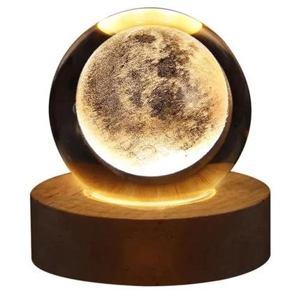 Imagem de Luminária Decorativa Globo LED Com Interruptor On e Off Lua Via Láctea Sistema Solar Bola De Cristal
