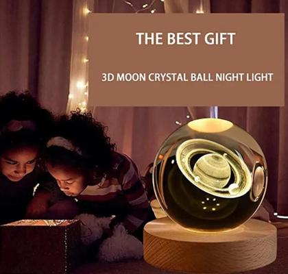 Imagem de Luminária Decorativa Globo LED Com Interruptor On e Off Lua Via Láctea Sistema Solar Bola De Cristal