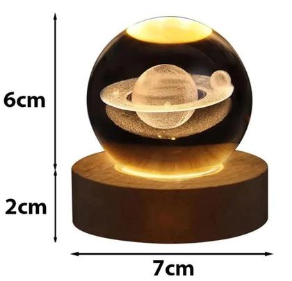 Imagem de Luminária Decorativa Globo LED Com Interruptor On e Off Lua Via Láctea Sistema Solar Bola De Cristal