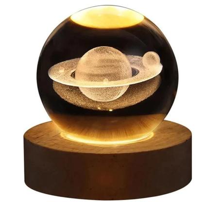 Imagem de Luminária Decorativa Globo LED Com Interruptor On e Off Lua Via Láctea Sistema Solar Bola De Cristal