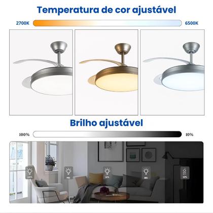 Imagem de Luminária e Ventilador Retrátil de Teto 60W Bivolt Air Lite
