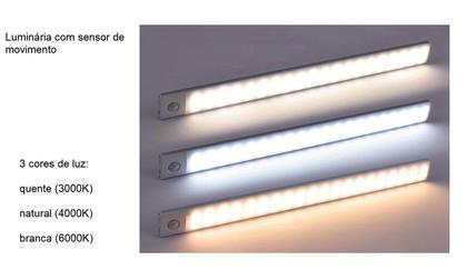 Imagem de Luminária Elegante Fina LED Sem Fio com Sensor de Presença - 40cm - Shark Blue