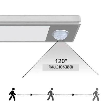 Imagem de Luminária Elegante Fina LED Sem Fio com Sensor de Presença - 60cm - Shark Blue