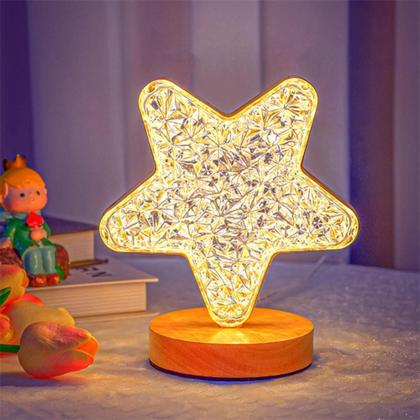Imagem de Luminária Estrela LED de Mesa Decorativa 3 Cores USB Portátil Estilo Abajur Quarto Sala Escritório