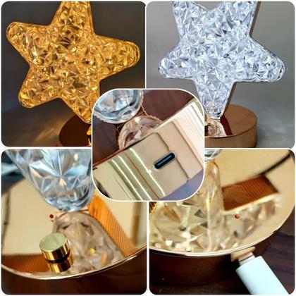 Imagem de Luminária Estrela LED de Mesa Decorativa 3 Cores USB Portátil Estilo Abajur Quarto Sala Escritório