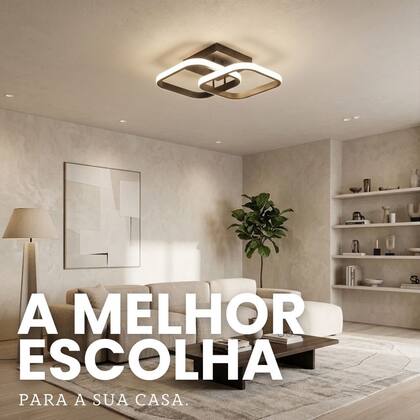 Imagem de Luminária Grande 33x33cm Plafon Teto Pendente Duplo Quadrado Led Sobrepor 24W Luz Quente ou Fria