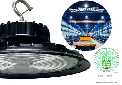 Imagem de Luminária Industrial 200w De Led Ufo Branco Frio High Bay