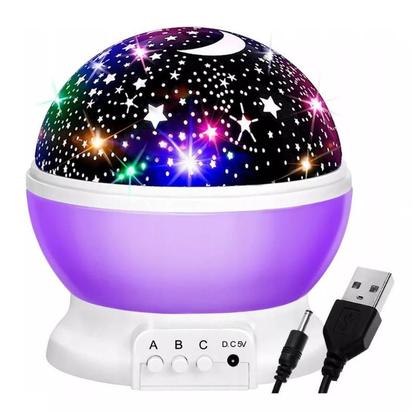 Imagem de Luminária Infantil De Quarto Mesa Galáxia Lua Giratório 360 127V/220V