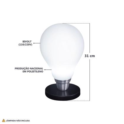 Imagem de Luminária Lâmpada 3D de Mesa Branca com Base Bivolt