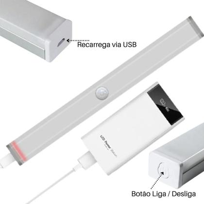 Imagem de Luminária Lâmpada Led Recarregável Sensor Presença Armário