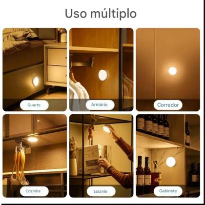 Imagem de Luminária Lâmpada Led Sem fio Sensor Presença Automático Recarregável Magnético  Branco Quente  Y33Y