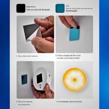 Imagem de Luminária Lâmpada Led Sem fio Sensor Presença Automático Recarregável Magnético  Branco Quente  Y33Y