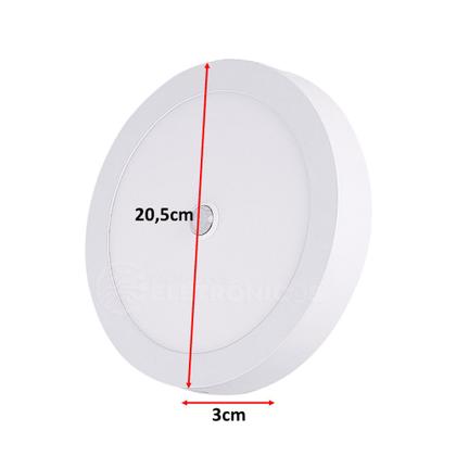 Luminária Lâmpada Painel Plafon 18W LED Com Sensor de Presença Redondo ...