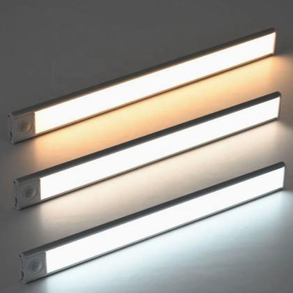 Imagem de Luminaria LED 3 Tons Sensor de Presença Movimento 3 Modos USB Bateria Recarregavel Armario Closet Quarto Sala Escada