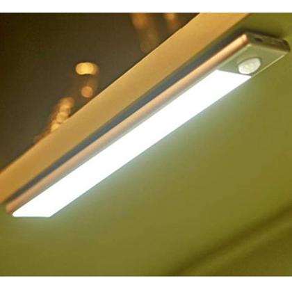 Imagem de Luminaria LED 3 Tons Sensor de Presença Movimento 3 Modos USB Bateria Recarregavel Armario Closet Quarto Sala Escada