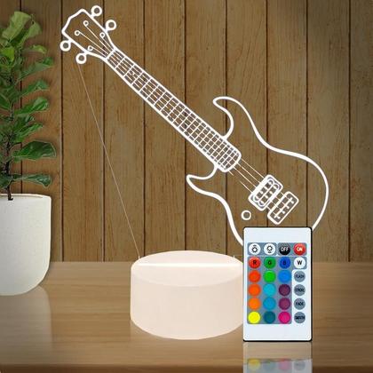 Imagem de Luminária Led 3d  Baixo Música Instrumento  Abajur Presente Criativo Decoração