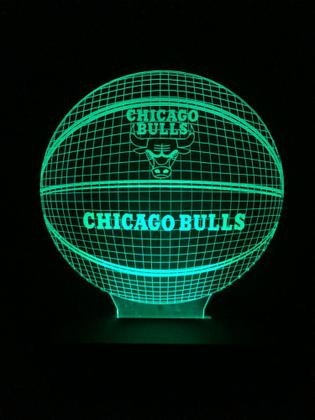 Imagem de Luminária Led 3d, Bola De Basquete, Chicago Bulls 16 Cores, Decoração, Abajur