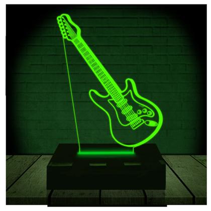 Imagem de Luminária Led 3d  Guitarra Musica Banda  Abajur 16 Cores + Controle