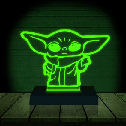 Imagem de Luminária Led Abajur  3D  Baby Yoda Star Wars  16 Cores + Controle Remoto