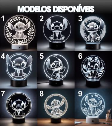 Imagem de Luminária Led Abajur 3d Stitch Vários Modelos