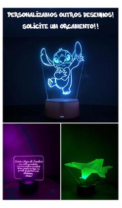 Imagem de Luminária Led Abajur 3d Stitch Vários Modelos