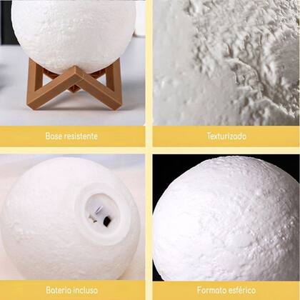 Imagem de Luminaria Led Abajur Lua Cheia 3d Decoração Luz Noturna 12cm