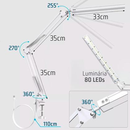 Imagem de Luminária Led Articulada 3 Modos E 10 Níveis C/ Base E Garra