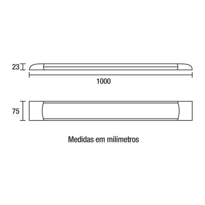 Imagem de Luminária Led Blumenau Slim de Sobrepor 100cm 36W Bivolt