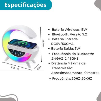 Imagem de Luminária LED com Bluetooth e Carregamento Ultra Rápido