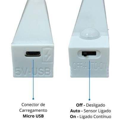 Imagem de Luminária Led Com Sensor Barra Parede Recarregavel Sem Fio