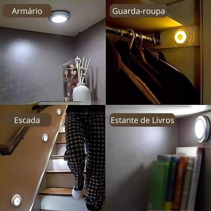 Imagem de Luminária LED com Sensor de Presença Automático Iluminação Inteligente Recarregável USB Luz Branco Frio
