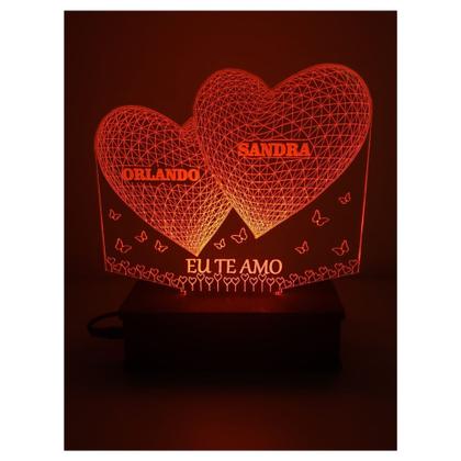 Imagem de Luminária Led, Dia Dos Namorados, Presente,  Personalizado, Amor, 16 Cores, Coração, Casal, Criativo