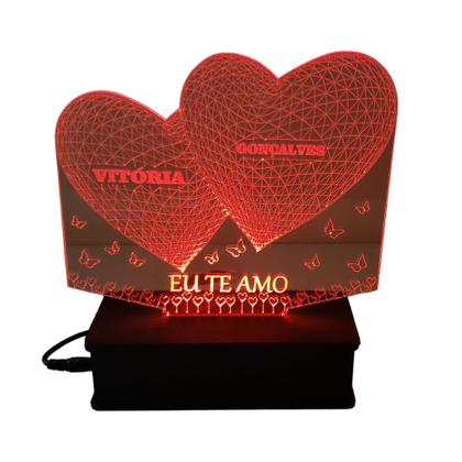 Imagem de Luminária Led, Dia Dos Namorados, Presente,  Personalizado, Amor, 16 Cores, Coração, Casal, Criativo