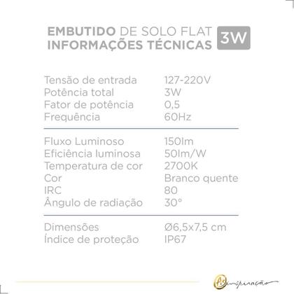 Imagem de Luminaria Led Embutido De Solo Preto Ip67 Externo 3W Bivolt