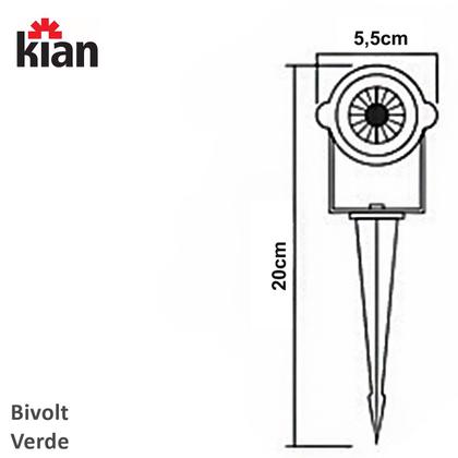 Luminária Led Espeto Jardim Preto 5w Bivolt Ip65 Luz Verde - KIAN Imagem de Luminária Led Espeto Jardim Preto 5w Bivolt Ip65 Luz Verde