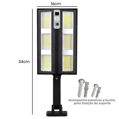 Imagem de Luminária LED Externa com Placa Carregamento Solar e Controle 3 Modos Sensor de Presença 150W