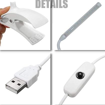 Imagem de Luminária LED Flexível de mesa p/ leitura com prendedor e cabo USB