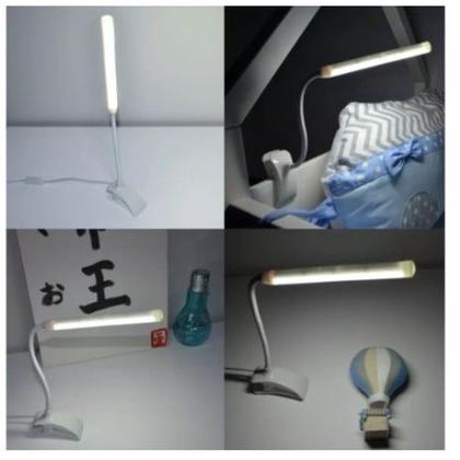 Imagem de Luminária LED Flexível de mesa p/ leitura com prendedor e cabo USB