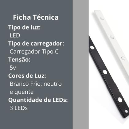 Imagem de Luminária LED Lâmpada Barra USB Recarregável Sensor 40cm