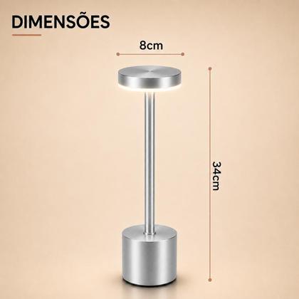 Imagem de Luminária LED Mesa Recarregável Sem Fio 3 Tons Luz Toque Dimerizável Ideal Quarto Escritório