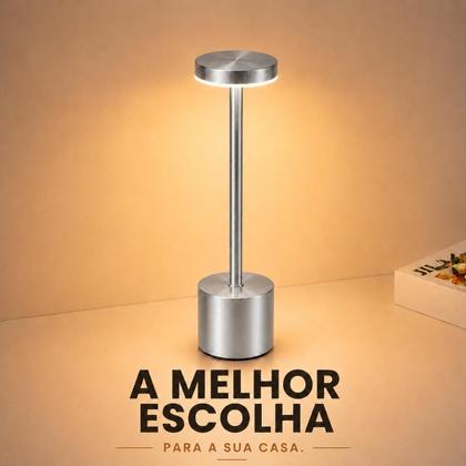 Imagem de Luminária LED Mesa Recarregável Sem Fio 3 Tons Luz Toque Dimerizável Ideal Quarto Escritório