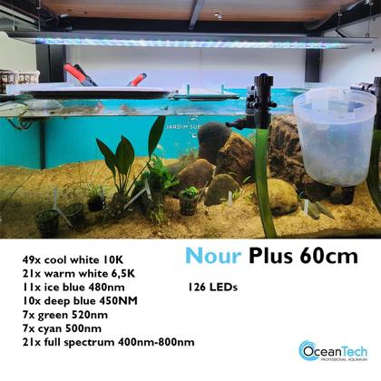Imagem de Luminária Led Nour Plus Freshwater 60cm Ocean Tech 63W Bluetooth para Aquário Plantado até 90cm