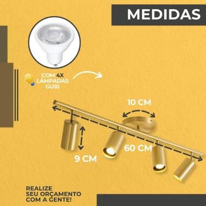 Imagem de Luminária Led Quatro Spot P/ Teto Gu10 Gold Luxo Iluminação