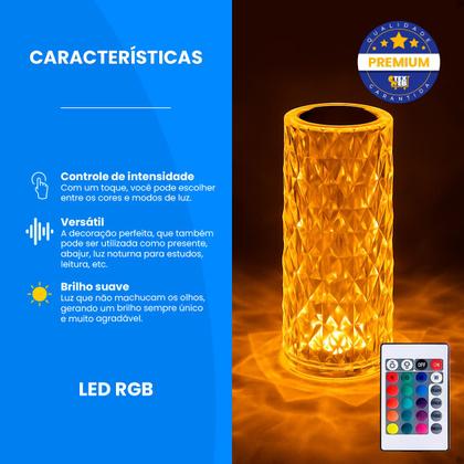 Imagem de Luminária Led Recarregável Acrílico Moderna Abajur De Mesa