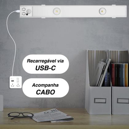 Imagem de Luminária Led Sensor Presença Dimerizável Recarregável 30cm