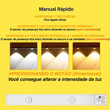 Imagem de Luminária Led Sensor Presença Dimerizável Recarregável 40cm
