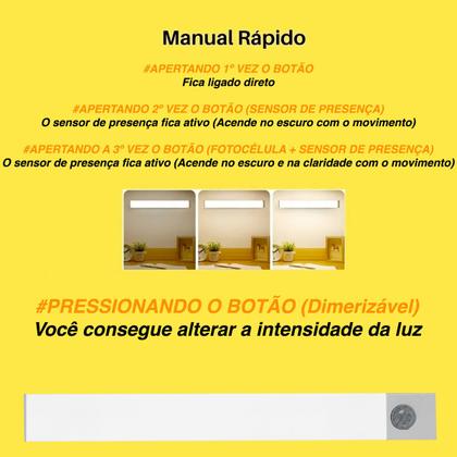 Imagem de Luminária Led Sensor Presença Luz Armário Recarregável 20cm
