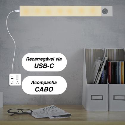 Imagem de Luminária Led Sensor Presença Luz Armário Recarregável 20cm