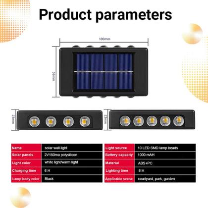 Imagem de Luminaria Led Solar Parede Externa Prova D'água KA-L1977 Kapbom