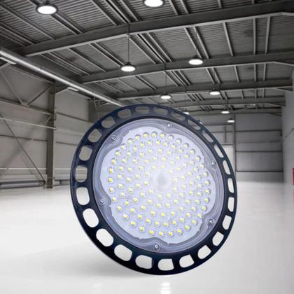 Imagem de Luminária Led Ufo Highbay 100w 150w 200w Redondo Galpão Industrial Branco Frio 3000K Bivolt